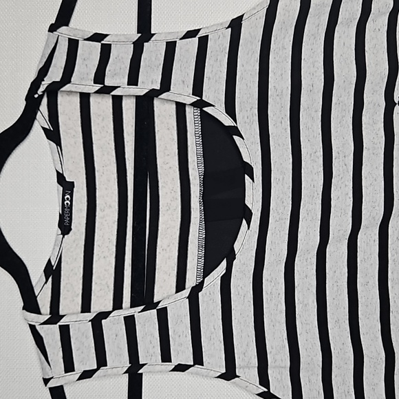 Papermoon Tank Top Gray and White Stripe with Pocket and Sheer Black Back Size M - Picture 14 of 15